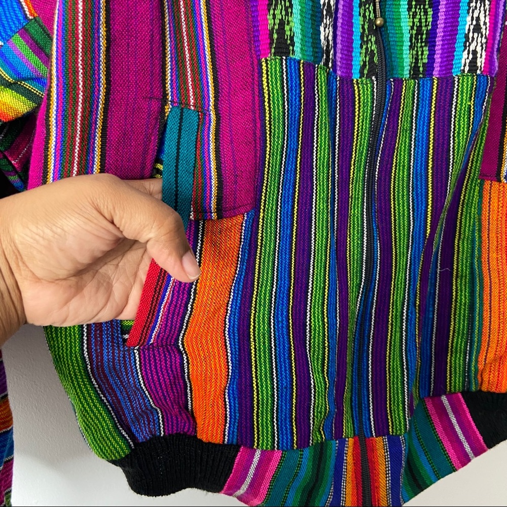 Patchwork Jacket Striped Lightweight Bomber - image 3